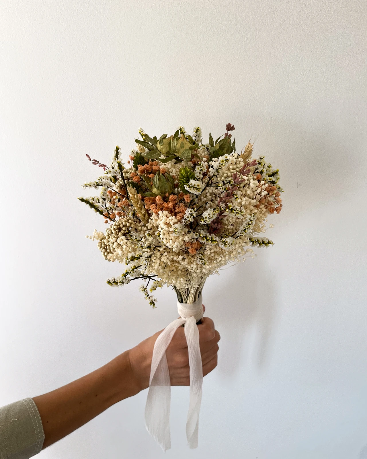 Ramo de Flores Secas e Preservadas em tons pastel