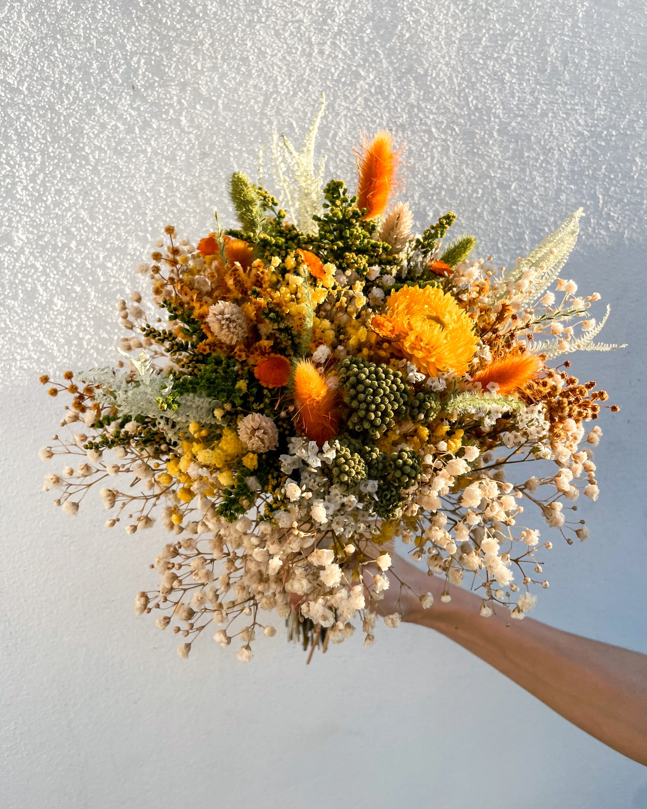Ramo de Flores Secas e Preservadas em tons primavera